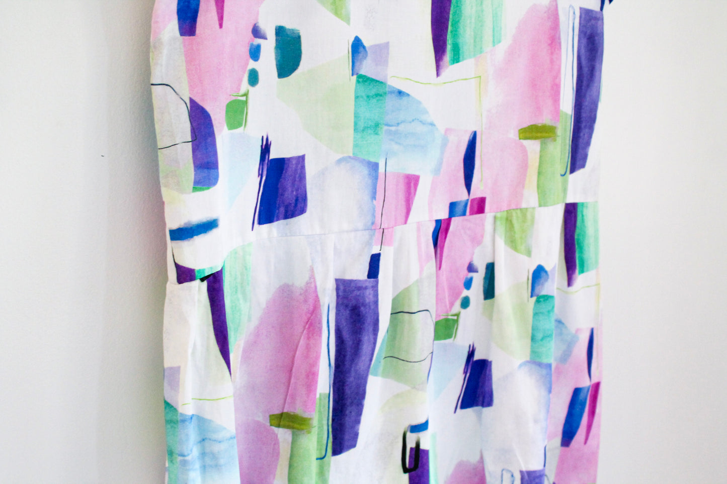 80s Inspired Summer Dress | Upcycled Fashion Made in Montreal | Women's Size Large | Lightweight Dress | One of a Kind Handmade Clothing