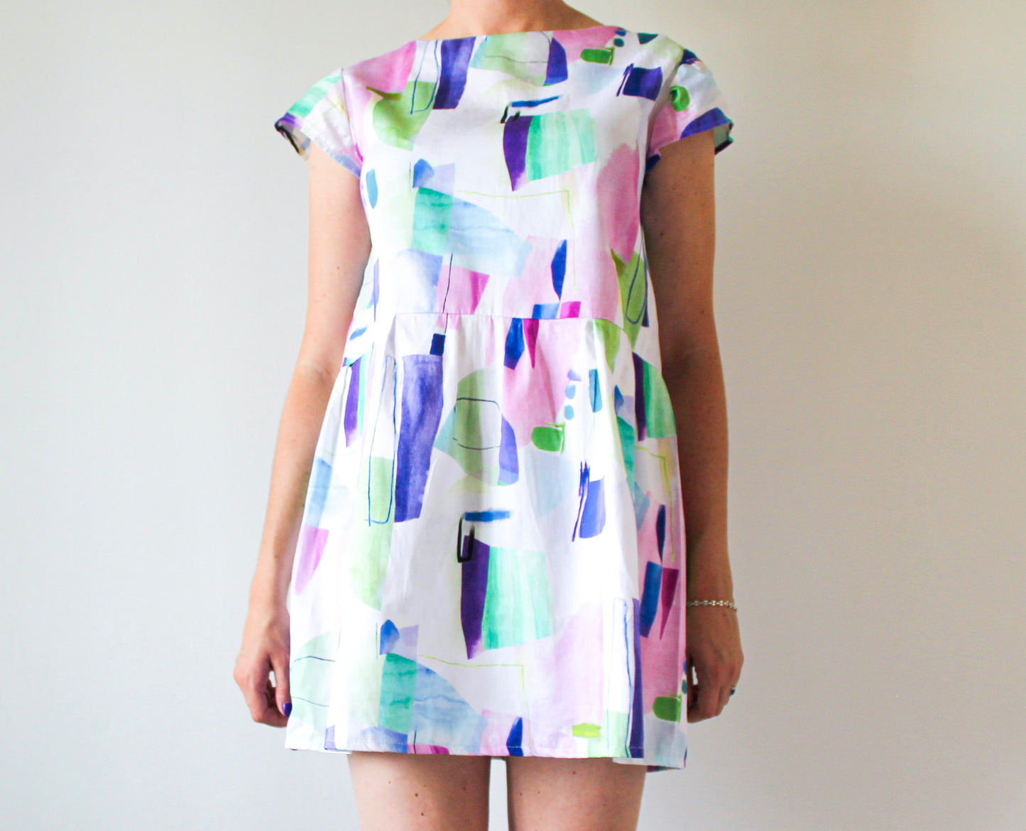 80s Inspired Summer Dress | Upcycled Fashion Made in Montreal | Women's Size Large | Lightweight Dress | One of a Kind Handmade Clothing