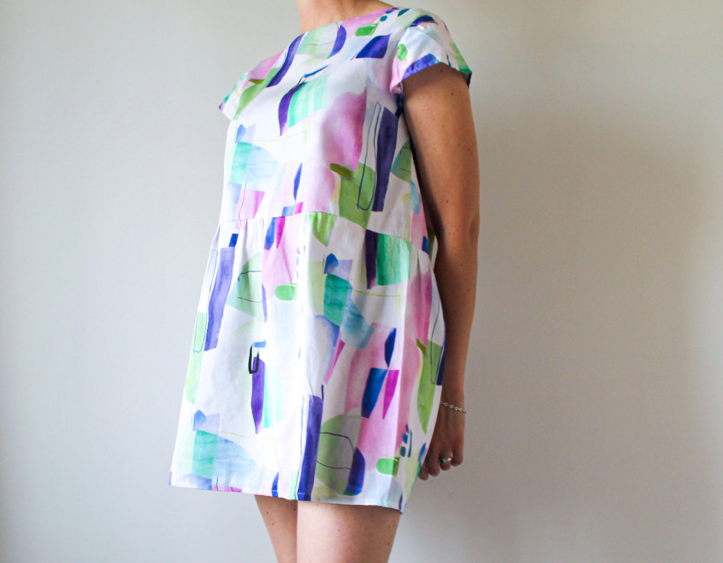 80s Inspired Summer Dress | Upcycled Fashion Made in Montreal | Women's Size Large | Lightweight Dress | One of a Kind Handmade Clothing