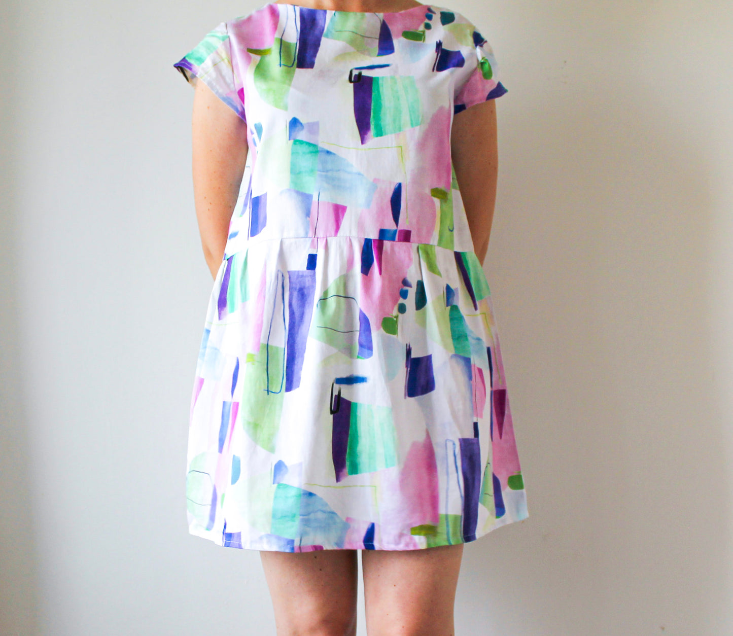 80s Inspired Summer Dress | Upcycled Fashion Made in Montreal | Women's Size Large | Lightweight Dress | One of a Kind Handmade Clothing