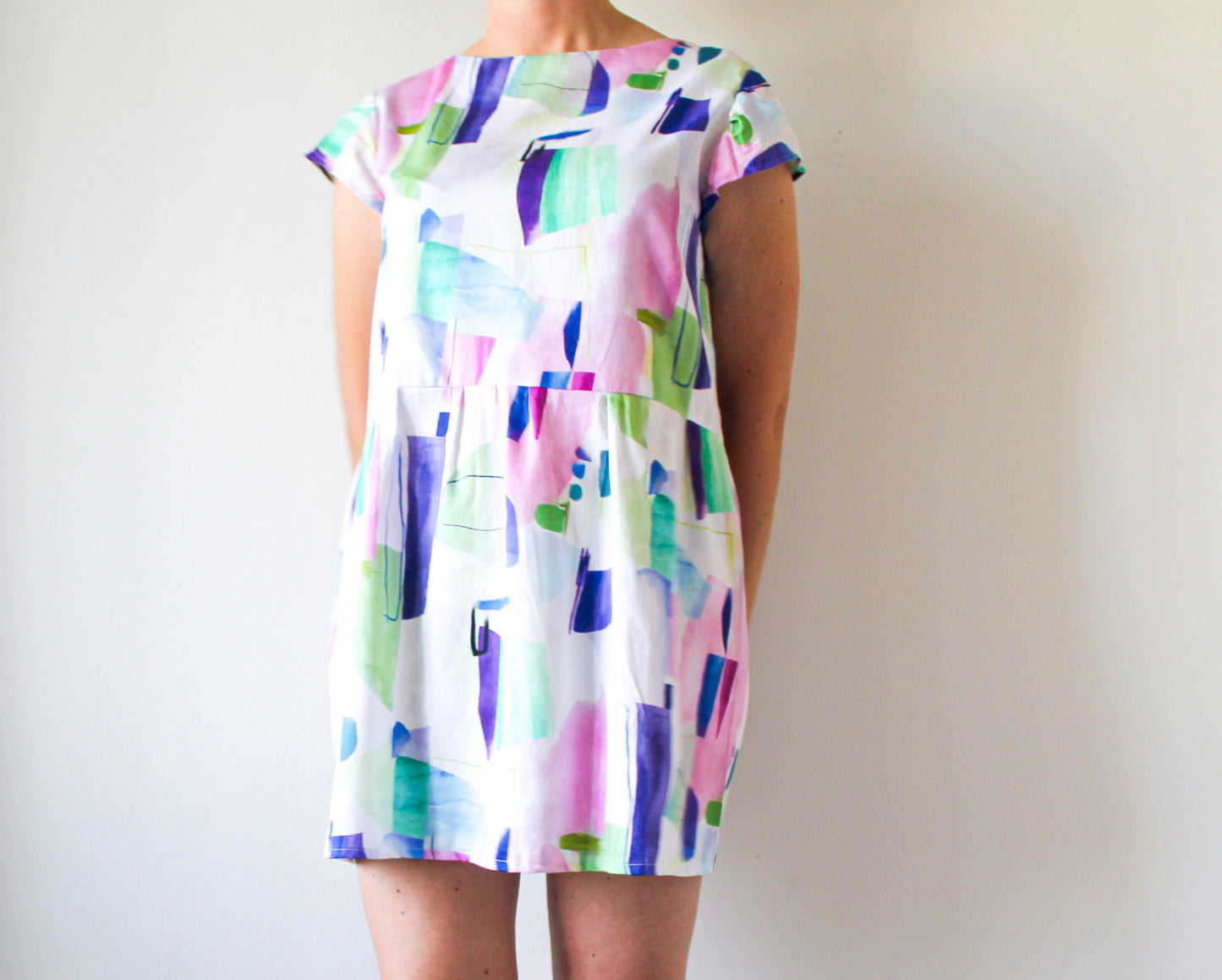80s Inspired Summer Dress | Upcycled Fashion Made in Montreal | Women's Size Large | Lightweight Dress | One of a Kind Handmade Clothing