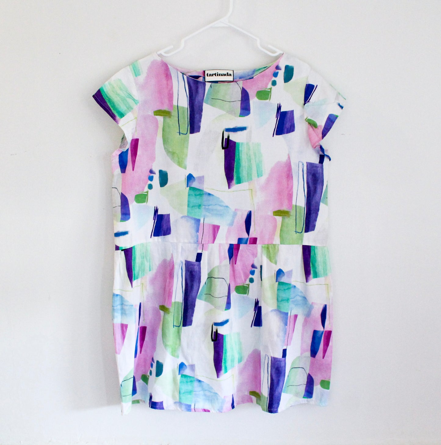 80s Inspired Summer Dress | Upcycled Fashion Made in Montreal | Women's Size Large | Lightweight Dress | One of a Kind Handmade Clothing
